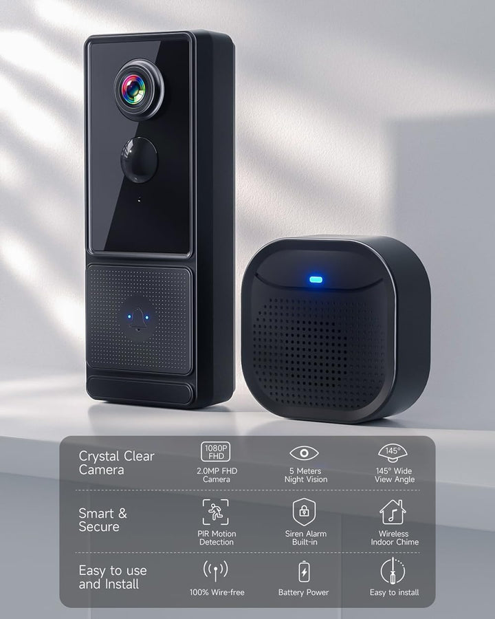 Kabellose WLAN-Türklingel für den Aussenbereich, wasserdicht, 1080P, IPX66, kabellose Türklingel, mi