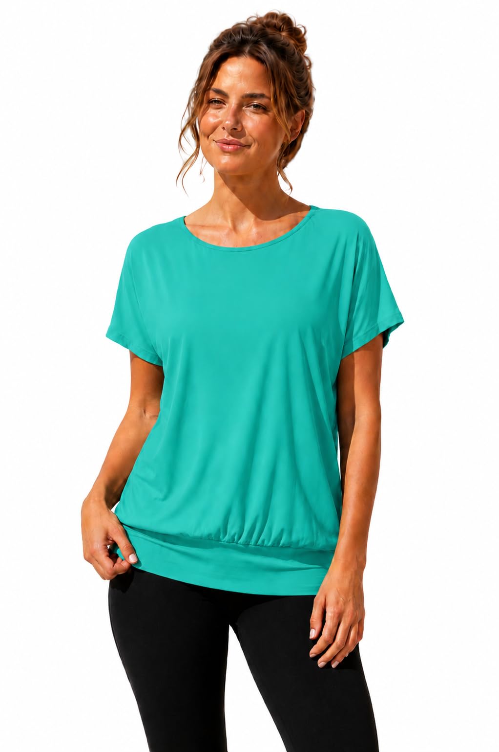 Van Der Rich ® - Tshirt Kurzam Rundhalsausschnitt Sommer- Damen M Aqua, M Aqua