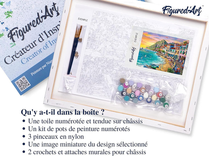 Figured'Art Malen Nach Zahlen Erwachsene Mit Rahmen Strandurlaub - Paint by Numbers Basteln DIY Bast