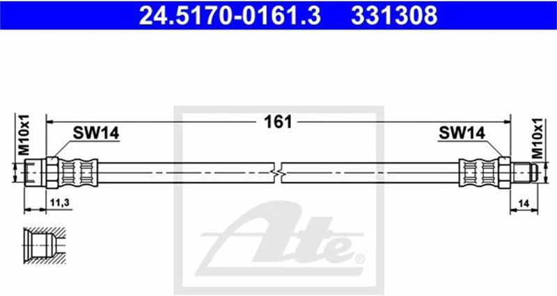 2x ORIGINAL ATE Bremsschlauch Bremsleitung Vorne Hinten 200 2.1 79-82,80 B3 1.6-2.0 86-91,80 B4 1.6-