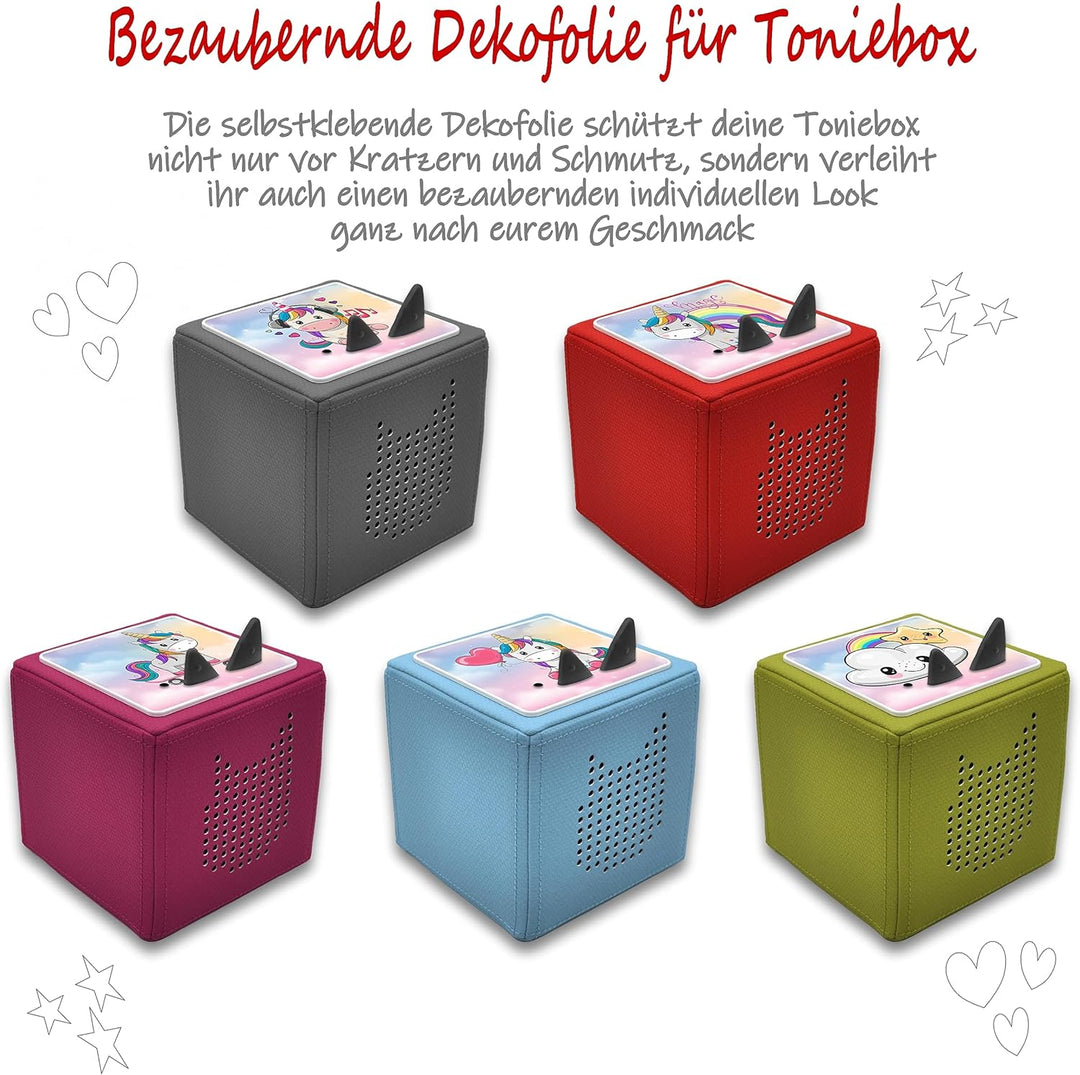 Punalu - Einhorn Set Toniebox Aufkleber bestehend aus 5x Einhörner Schutzfolien für Toniebox, Einhor