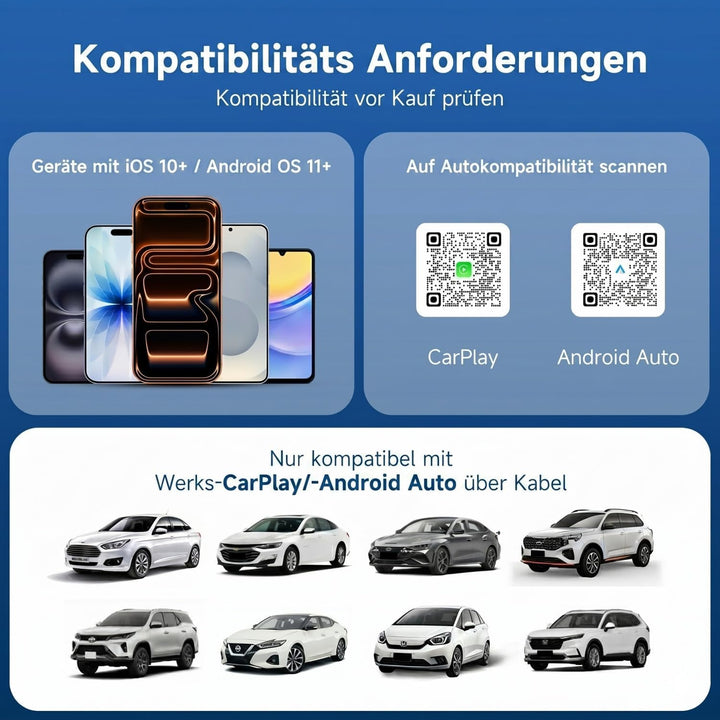 D7 USB-C Wireless CarPlay Android Auto Adapter 2-in-1 (2026) | Kabelloser Dongle für Wired CarPlay &