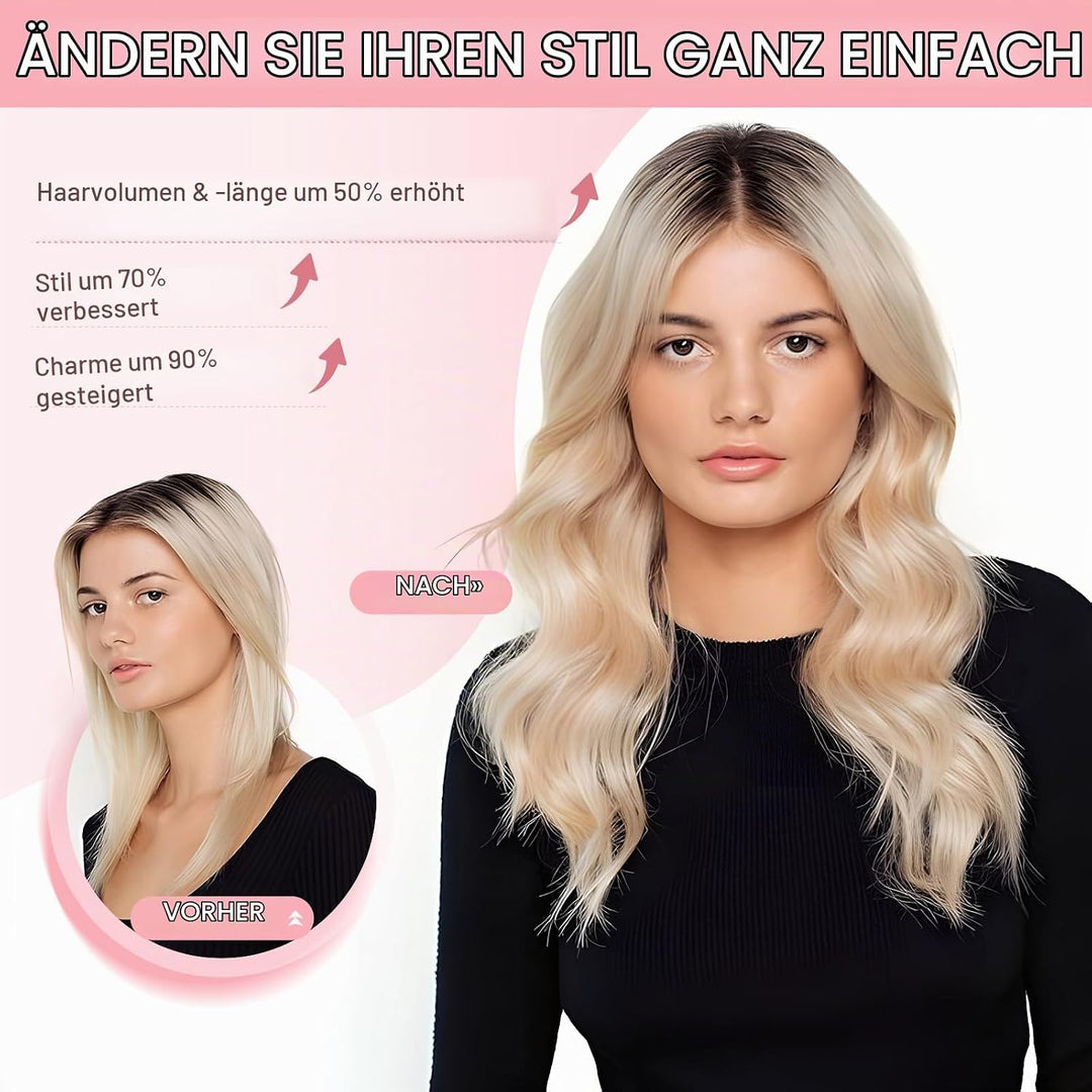 Silk-co Haarverlängerung mit Gummiband, Einstellbar Secrets Haarteil Synthetik, Extensions mit Schnu