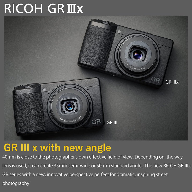 Ricoh GR IIIx Digitalkamera [Brennweite 40 mm] & Weiche Tasche aus echtem Leder GC-12 [Kompatible Mo