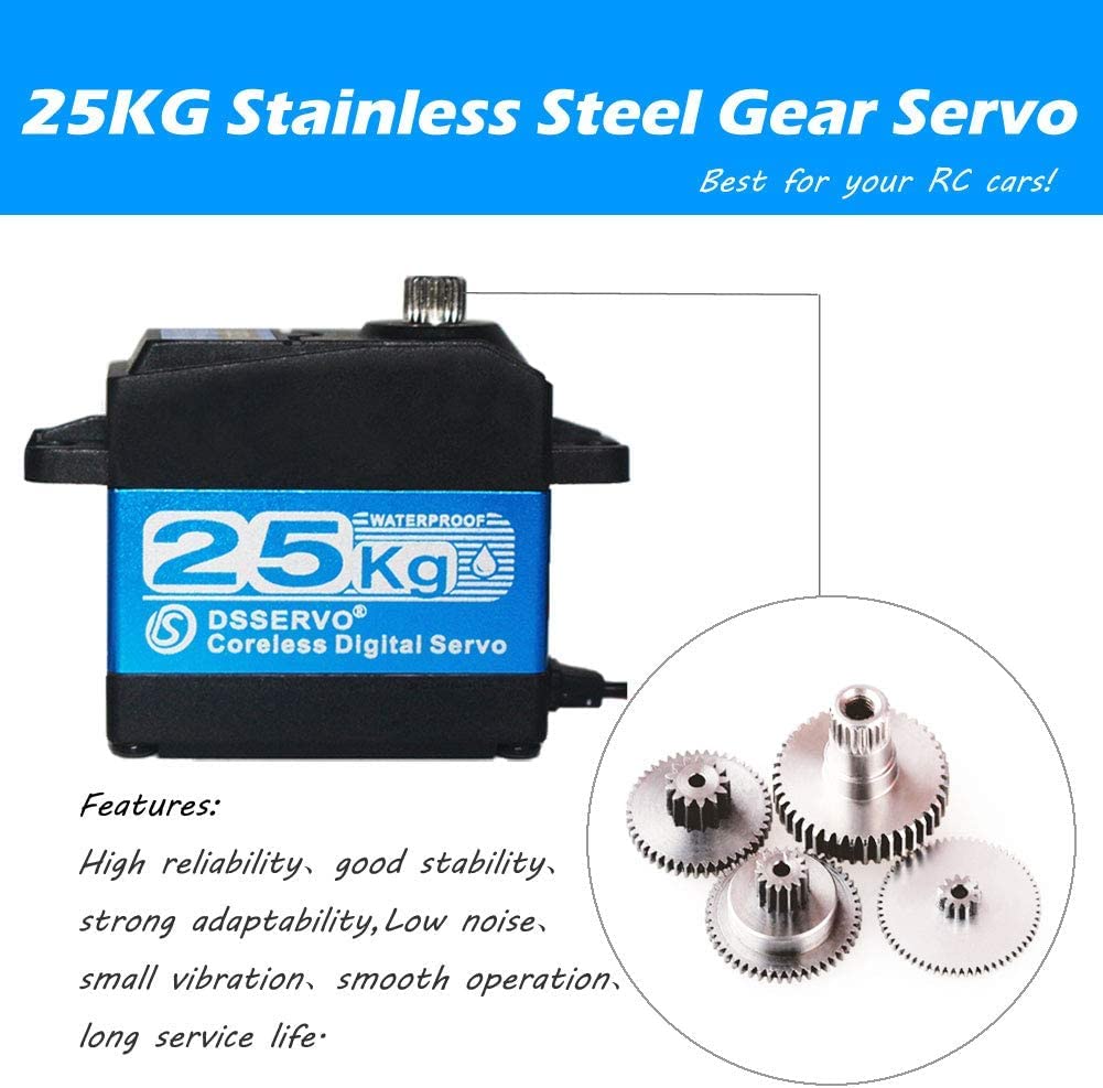 YUNIQUE DEUTSCHLAND Digitaler Servomotor Coreless DS3225PRO 7,4 V 25 kg mit 25 T Nocken für Roboterw