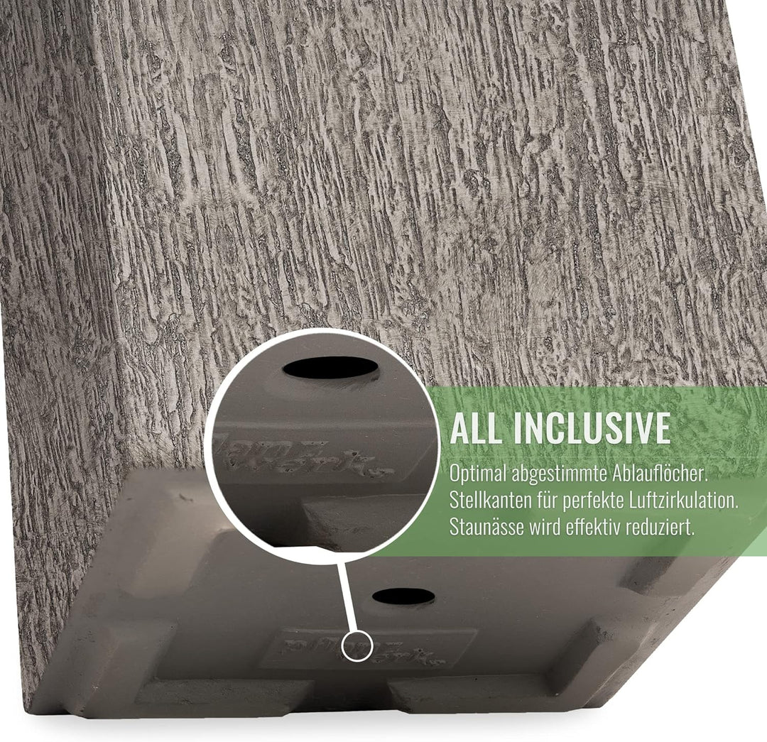 Pflanzwerk® Pflanzkübel Fiberglas Tower Wood Grau 70x33x33cm XXL *Frostbeständig* *UV-Schutz* *Quali