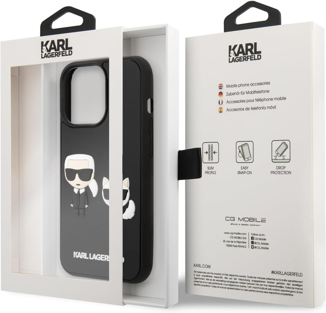 KARL LAGERFELD KLHCP14L3DRKCK hülle für iPhone 14 Pro 6,1" schwarz/Black hardcase Karl&Choupette Iko