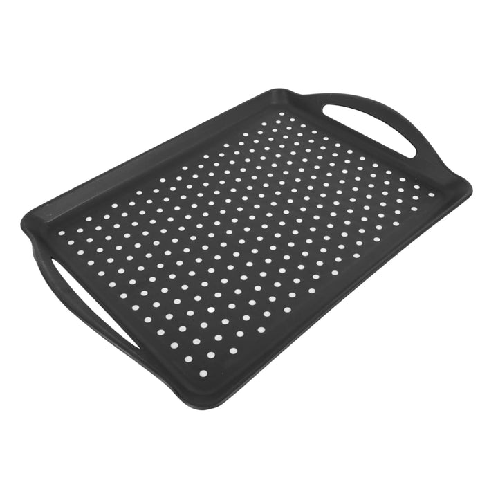 Ciieeo Rechteckiges Kunststoff Serviertablett Mit Polka Dot Muster Rutschfestes Anti Rutsch Tablett