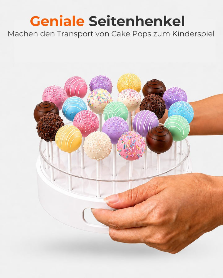 Cake Pop Ständer mit 22 Löchern (2er-Pack), transparenter Cake Pop Halter mit Griffen, 2-stufiges Di