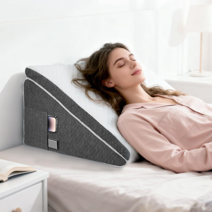Keilkissen für Bett und Sofa, L50xB50xH26 Doppelte Lesekissen mit Waschbarem Bezug, Memory Schaum, b