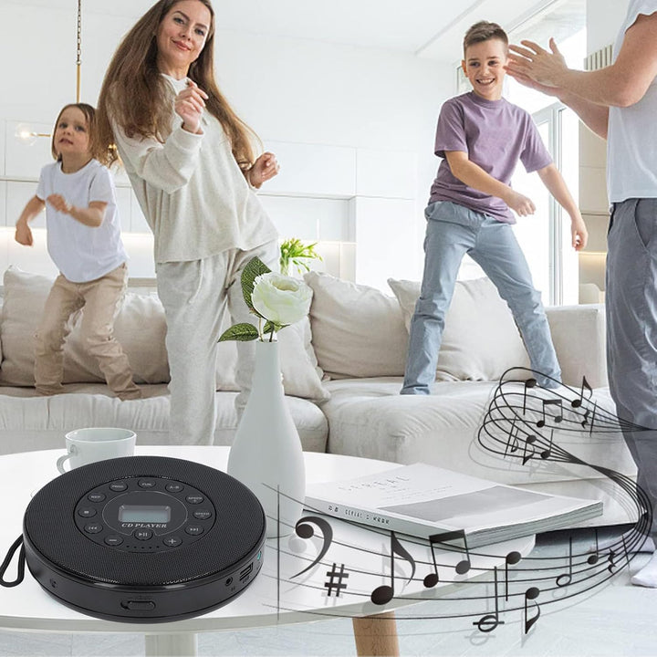Tragbarer CD-Player, Kompakter Bluetooth-CD-Player mit Lautsprecher, Anti-Skip, Integriertes Mikrofo