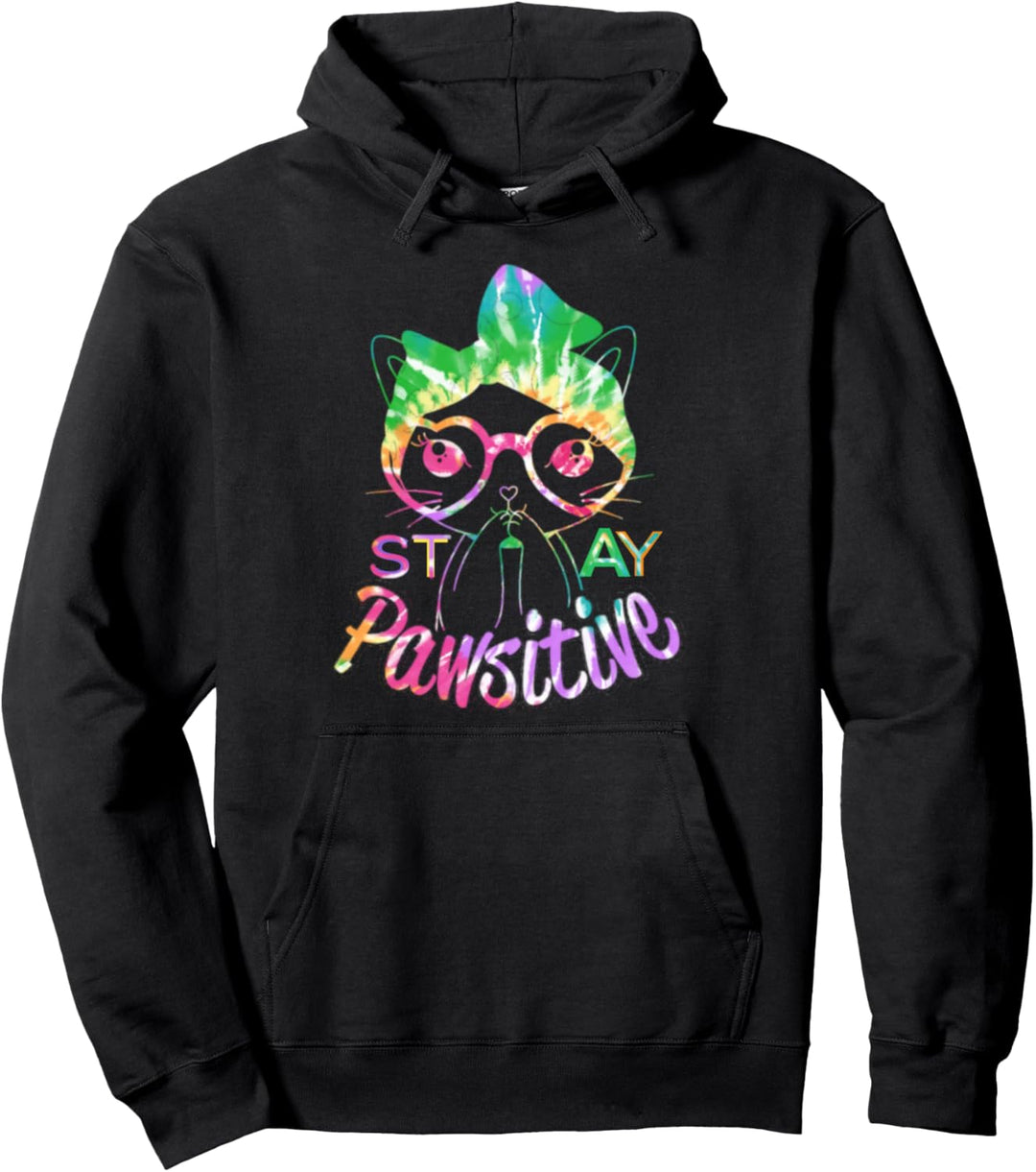 Batik Design Süsse Katze mit Wortspiel Motivation Spruch Pullover Hoodie