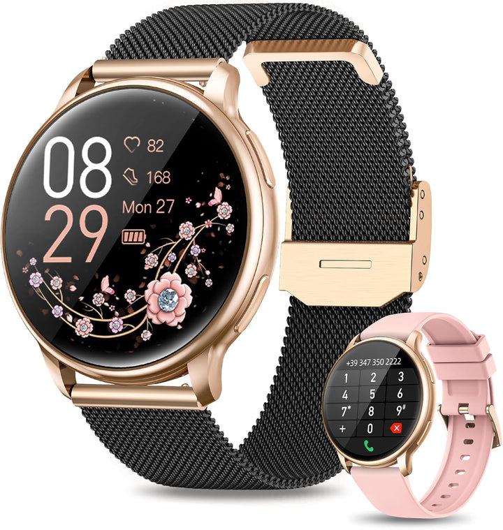 RUXINGX Smartwatch Damen mit Telefonfunktion, 1,32 Zoll HD Voll Touchscreen, IP68 Fitness Tracker mi