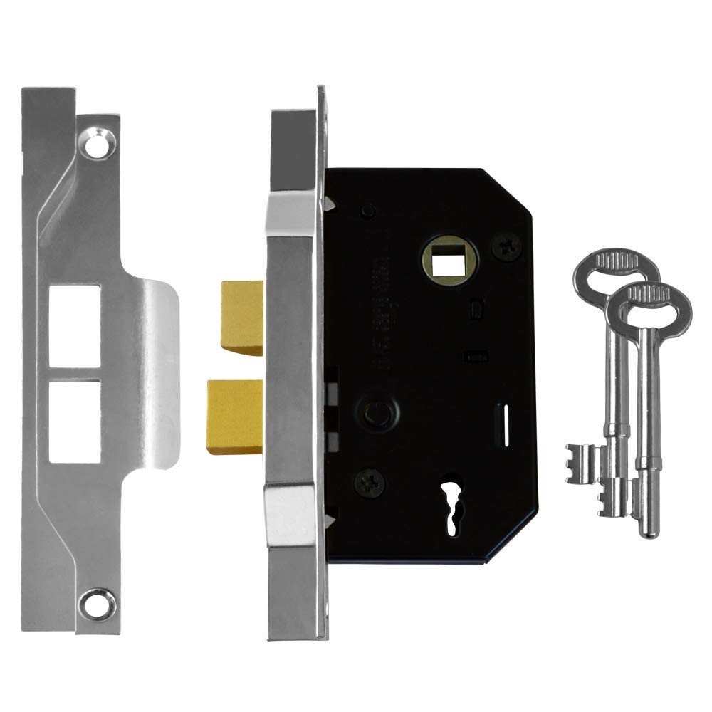 Union Locks 2242 Einsteckschloss mit gefalztem Vorreiber und 2 Zuhaltungen, 65,5 mm, Oberfläche aus
