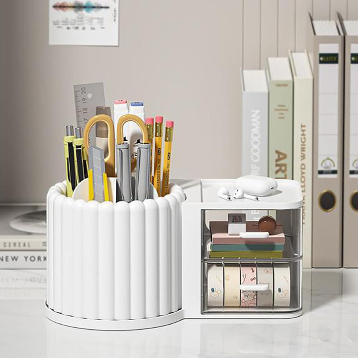 Anyoifax Make-up-Pinselhalter, um 360 Grad drehbar, 7 Fächer, Make-up-Organizer mit Schublade, herau