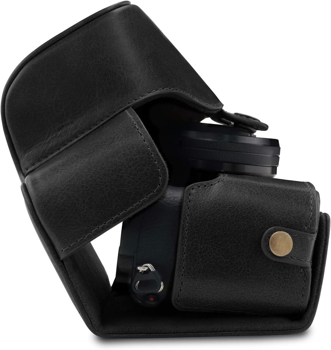 MegaGear MG1646 Ever Ready Kameratasche aus echtem Leder, kompatibel mit Sony Alpha A6100, A6400 (16