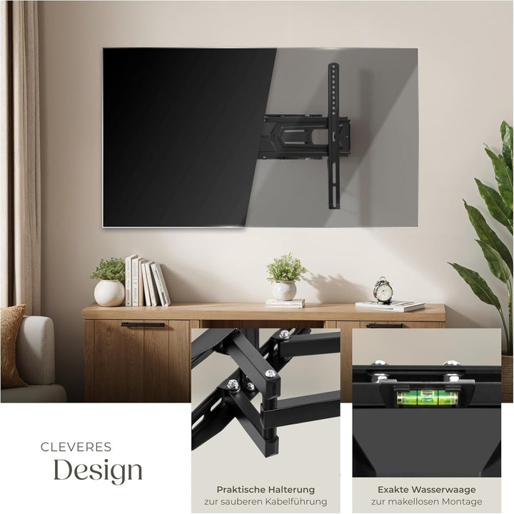 tectake® TV Wandhalterung schwenkbar, Fernseher Halterung neigbar, Monitor Halterung, Bildschirmhalt