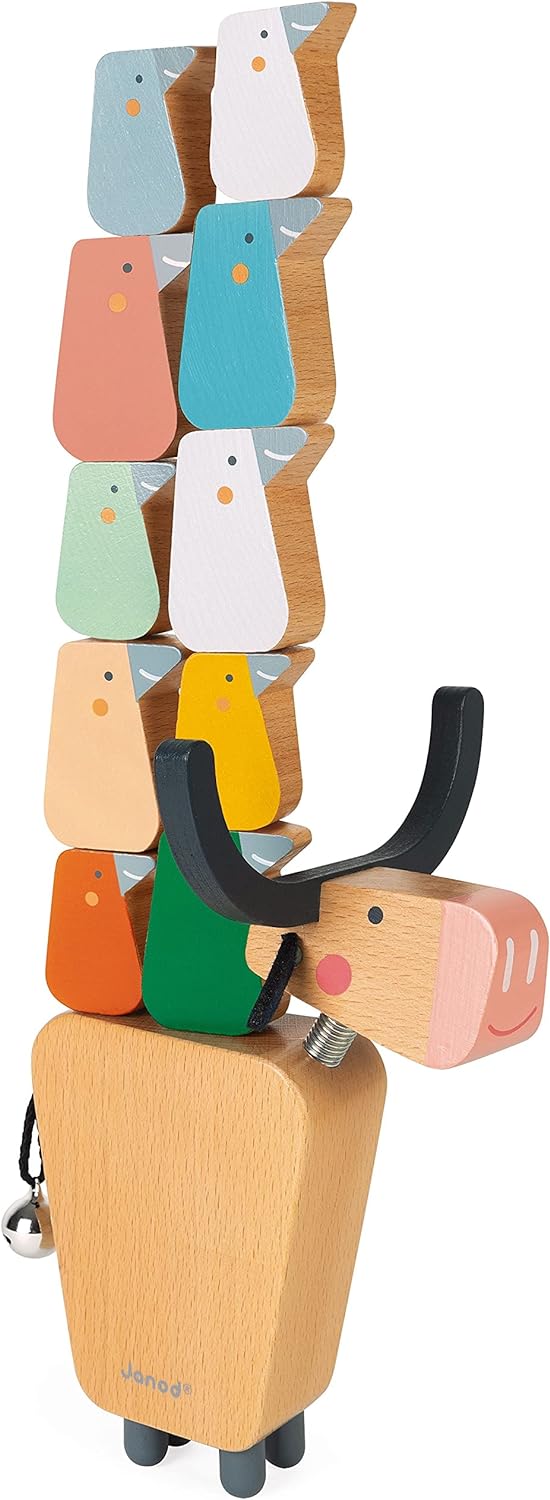 Janod - Balance-Spiel aus Holz „Büffel“ - Geschicklichkeitsspiel Entwicklung von Feinmotorik und Kon