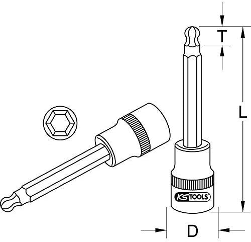 KS Tools 918.1778 1/2" CHROMEplus Bit-Stecknuss Innensechskant,Kugelkopf,lang,17mm