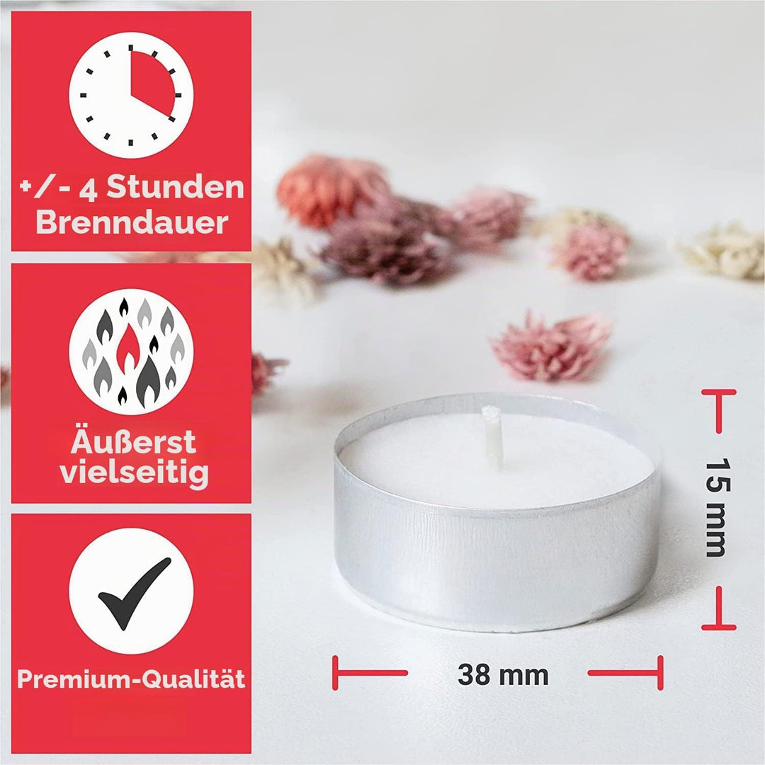 Hofer Kerzen Teelichter tealight ohne duft, 300 Stück Set, in Metallhülsen, bis zu 4h Brenndauer, Du
