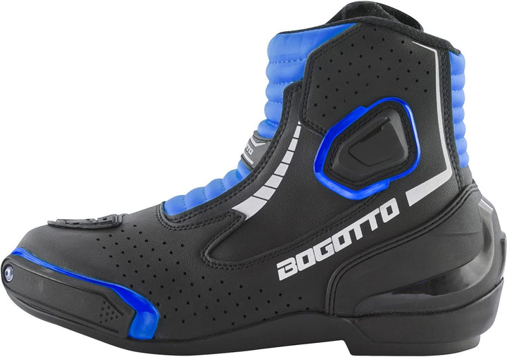 Bogotto Cartagena perforierte Motorrad Stiefel, schwarz/blau, 39 | Atmungsaktiv Schwarz Blau 39 EU,