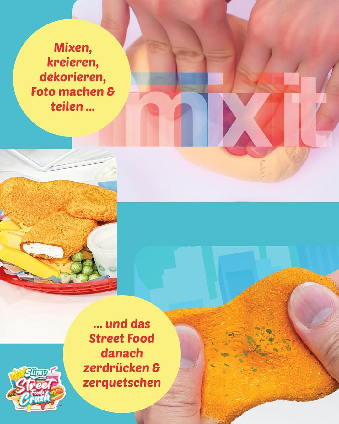 Slimy Street Foodz Crush - Chiccy Nuggies, Slime und Knete Kreativ-Set, Kochspiel zum selber Mischen