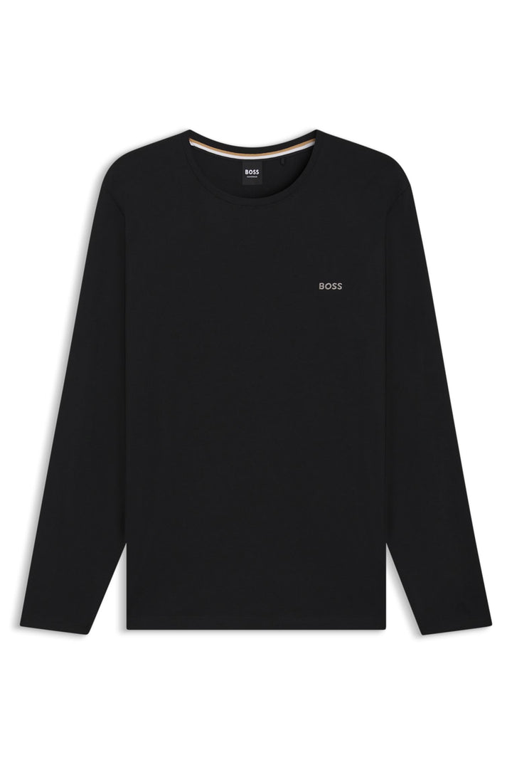 BOSS Herren Mix&Match LS-Shirt R Regular-Fit Longsleeve aus Stretch-Baumwolle mit Logo-Stickerei Sch