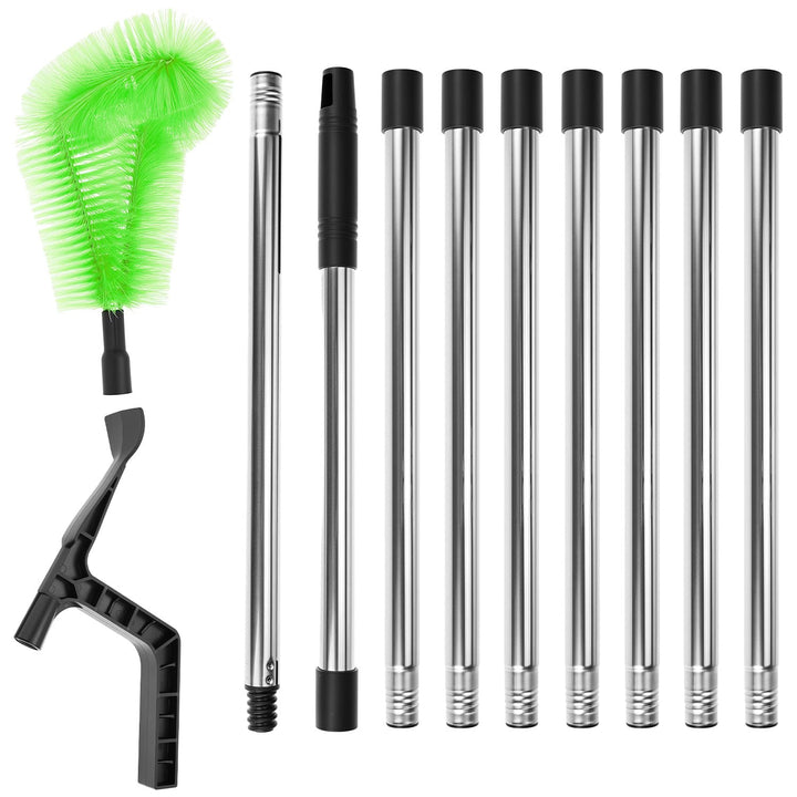 QWORK® 325cm Verstellbarer Dachrinnenbürste, 2-in-1 Dachrinnenreiniger mit Bürste und Schaufel, für