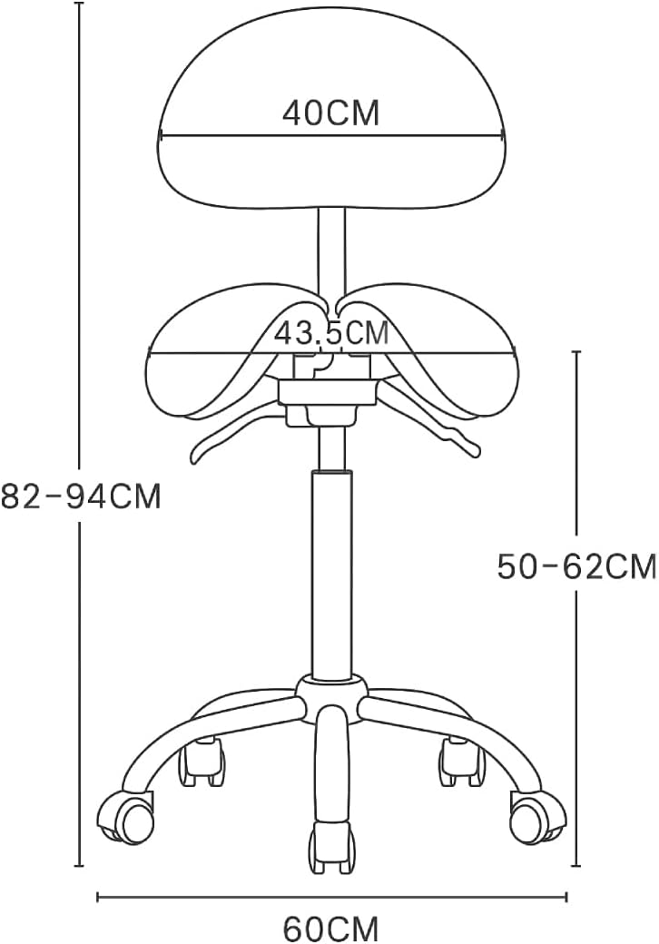 Spacetronik Sattelhocker mit Verstellbarer Rückenlehne, Zweigeteilter Ergonomischer Sattelsitz, Höhe