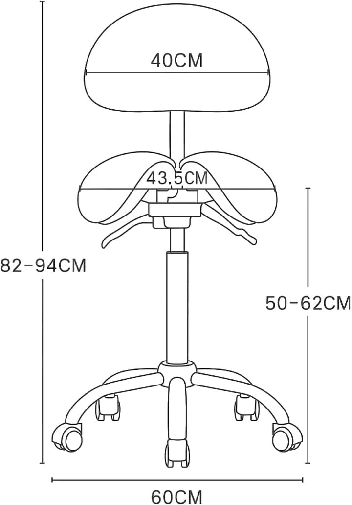 Spacetronik Sattelhocker mit Verstellbarer Rückenlehne, Zweigeteilter Ergonomischer Sattelsitz, Höhe