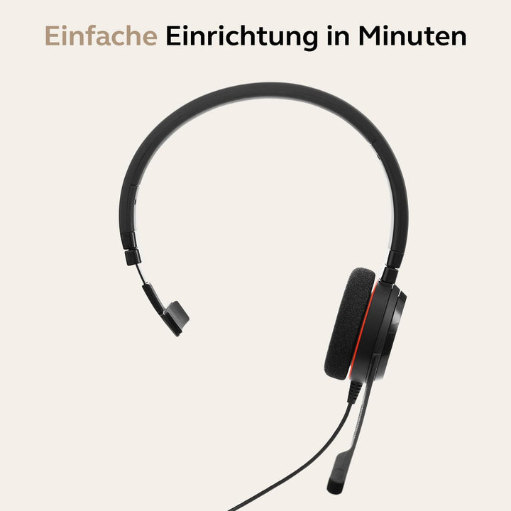 Jabra Evolve 20 MS Mono USB-C Standard Edition MS Kernausgabe USB-C Optimiert für Microsoft Teams, M