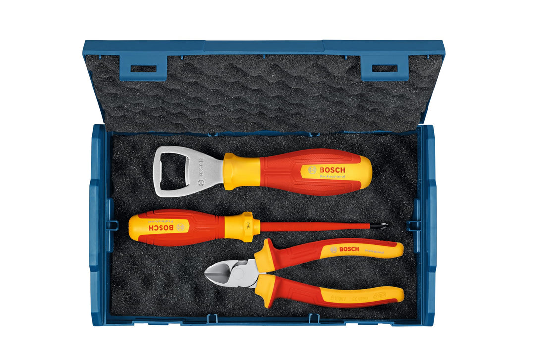 Bosch Professional 3-tlg. Handwerkzeug-Set (inkl. 1x VDE-Schraubendreher (PH1), 1 x VDE-Seitenschnei