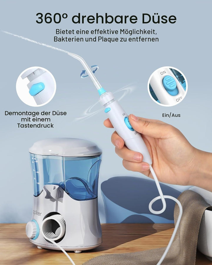 Apiker Munddusche elektrisch, Mundduschen mit 8 multifunktionalen Düsen und 10 verschiedenen Drucken