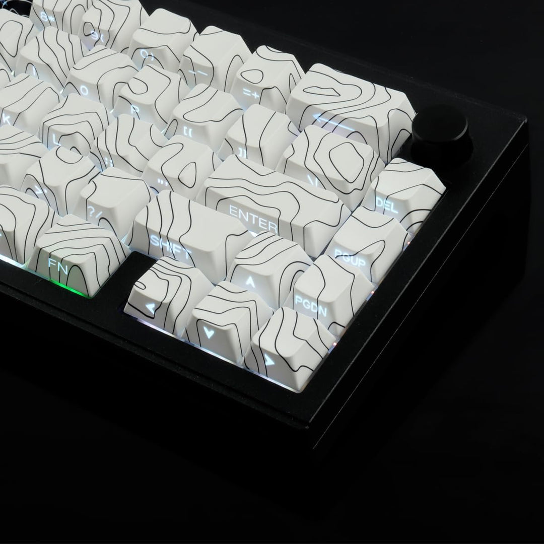 Sunzit PBT Keycaps, Schwarz&Weiss Topographische 131 Tasten Custom Cherry Profil Dye Sublimation Shi