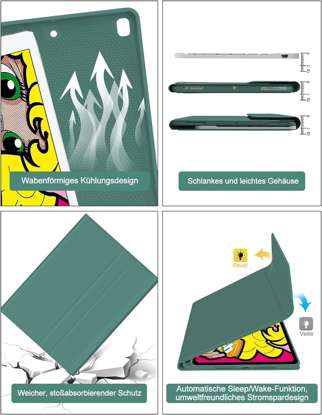 IVEOPPE Tastatur Hülle Kompatibel mit iPad 9.Gen/ 8.Gen/ 7. Generation 10,2 Zoll (2021/2020/2019),QW