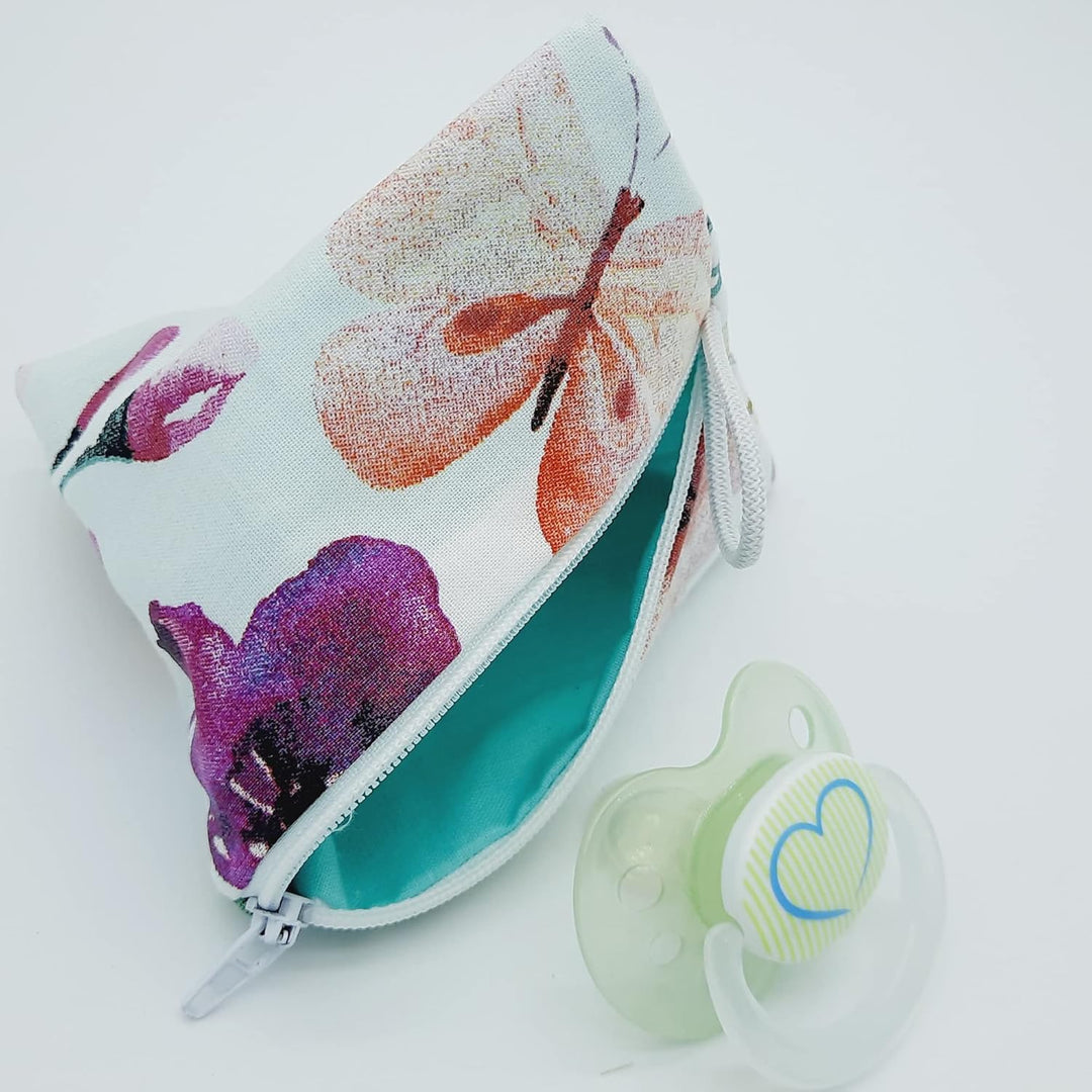 Grosse Windeltasche XXL mit Name Wickeltasche bunte Wiese weiss mint