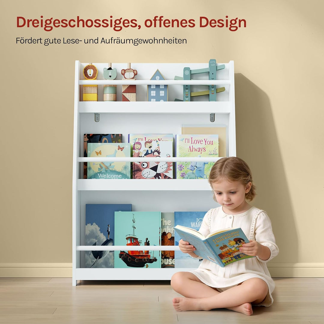 WOLTU Kinderbücherregal, Kinderzimmerregal, Aufbewahrungsregal mit 3 offenen Fächern, Kinderregal, S