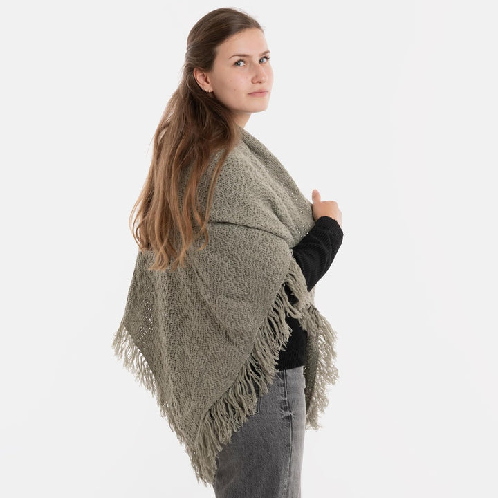 KNIT FACTORY - Dreiecksschal Amber - Damen Strickschal mit Wolle - Umschlagtuch für den Herbst und W