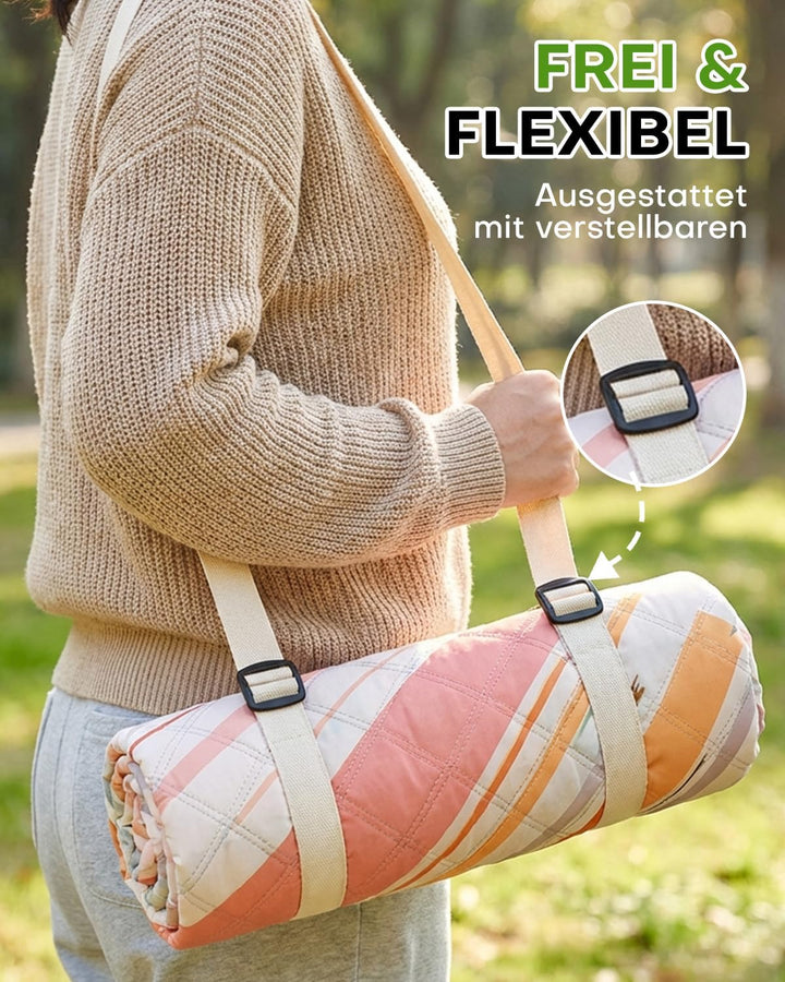 Picknickdecke 200x200 cm, Wasserdicht & Waschbar, Dreischichtige Struktur, Faltbare Stranddecke für