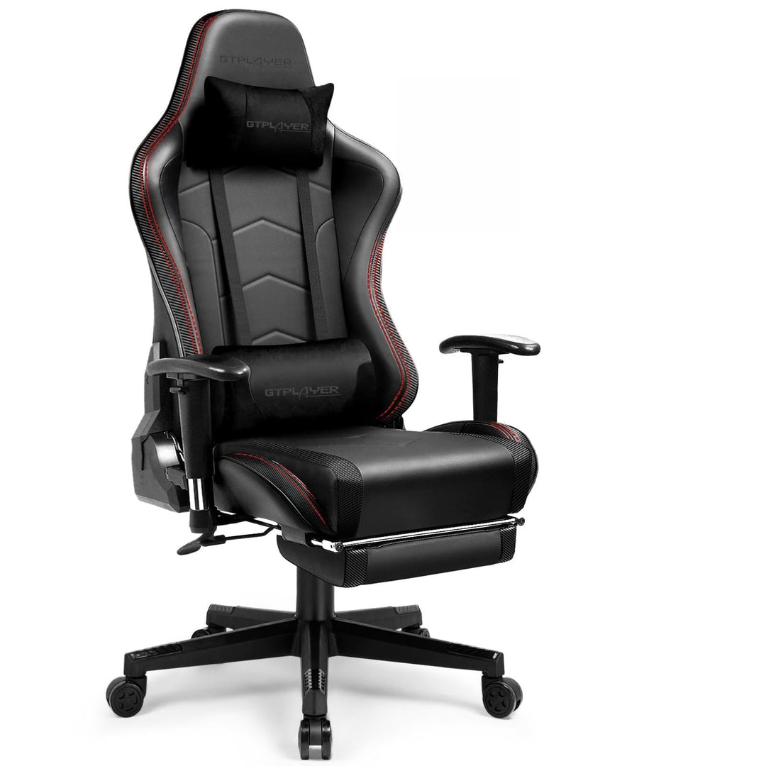 GTPLAYER Gaming Stuhl mit Fussstützen Lautsprecher Bluetooth, Gamer Stuhl Ergonomischer Computerstuh