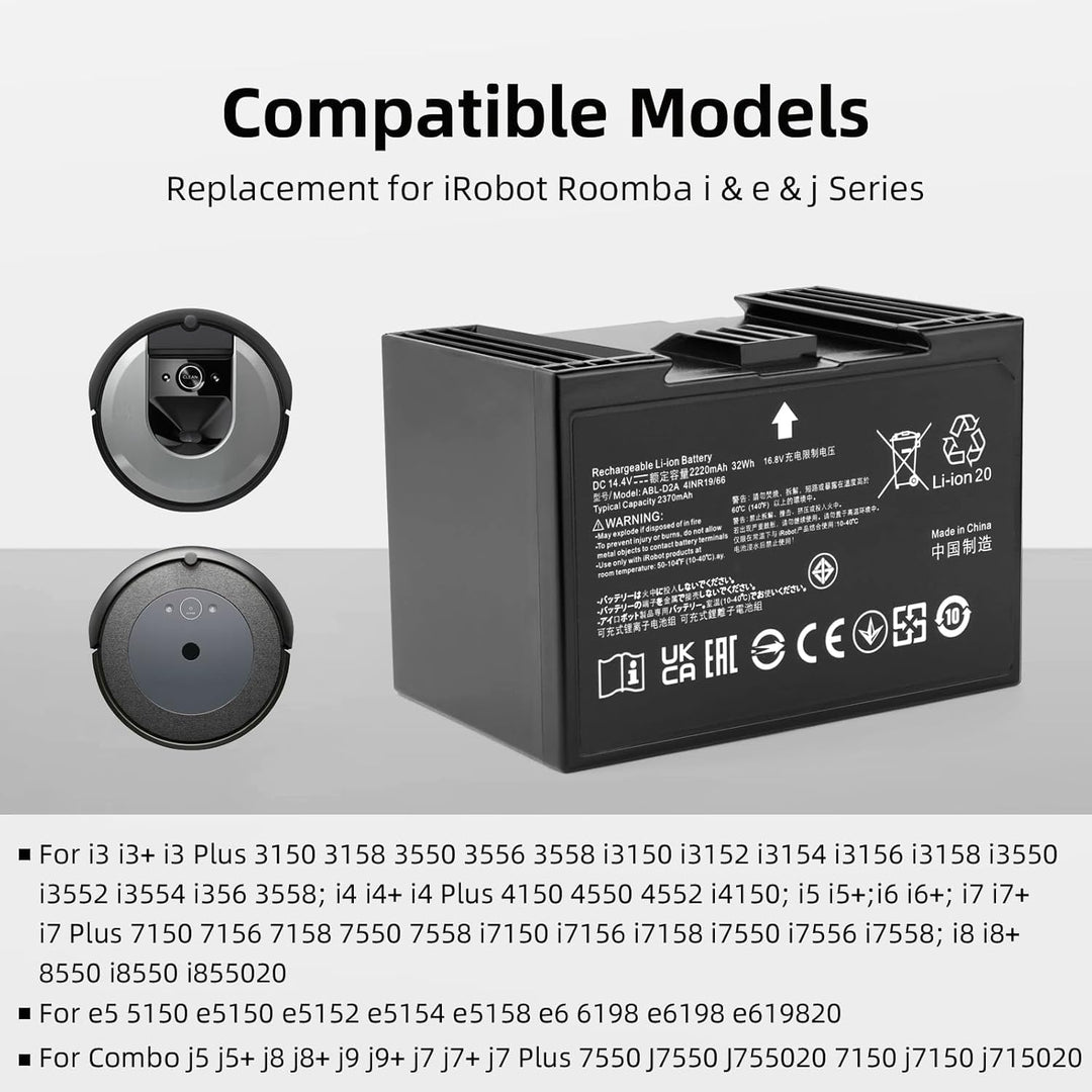 ABL-D2 Saugroboter Akku Kompatibel mit iRobot Roomba i3 i4 i4 Plus i4150 i5 i5+ i6 i6+ i7 i7 Plus i8