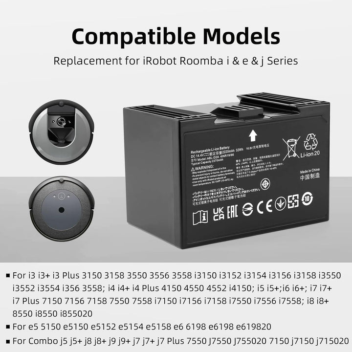 ABL-D2 Saugroboter Akku Kompatibel mit iRobot Roomba i3 i4 i4 Plus i4150 i5 i5+ i6 i6+ i7 i7 Plus i8