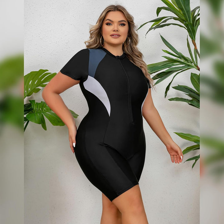 Odizli Badeanzug Damen Grosse Grösse Kurzarm/Ärmellos Blumen Druck Kurz Rashguard Bademode Surfanzug