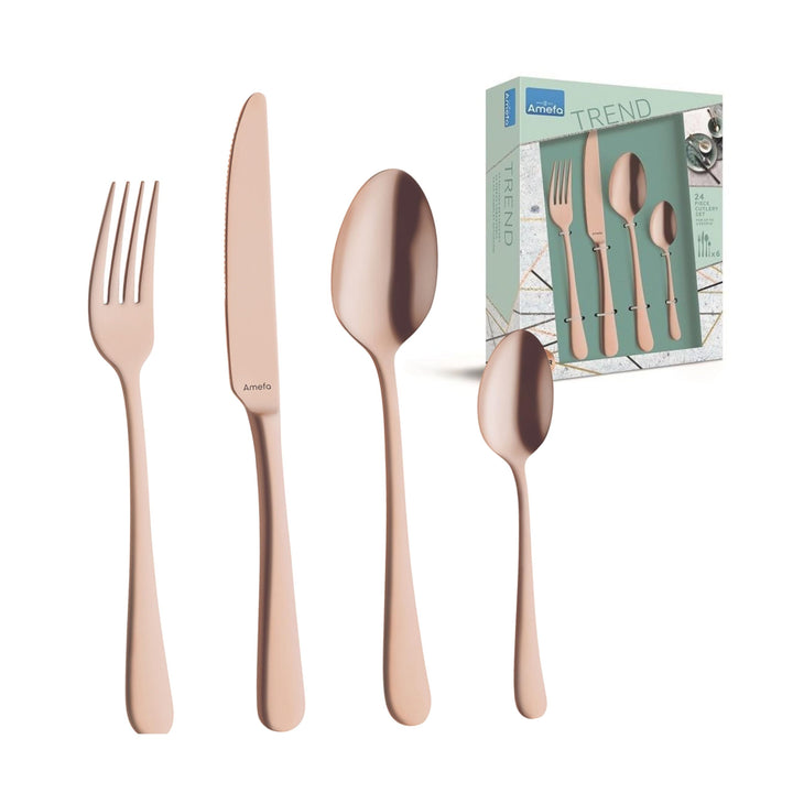 AMEFA AUSTIN Besteck Set 4 Personen (kupfer) | 16-teilig | PVD-veredelt | mattiertes Besteckset 4 Pe