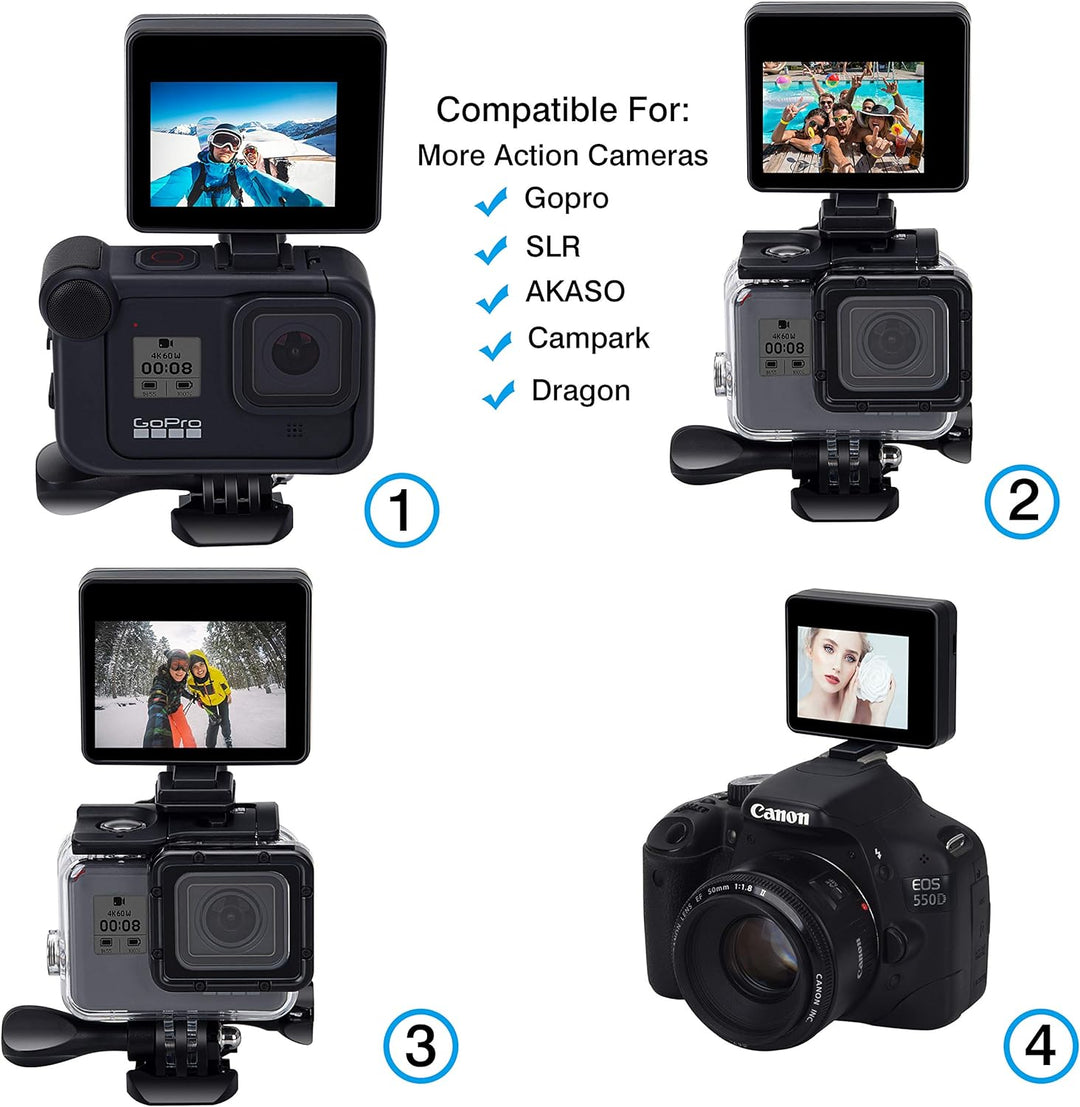 Suptig LCD-Bildschirm Selfie LCD-Bildschirm Kompatibel mit Gopro Hero 9 Hero 8 Hero 7 Hero 6 Hero 5