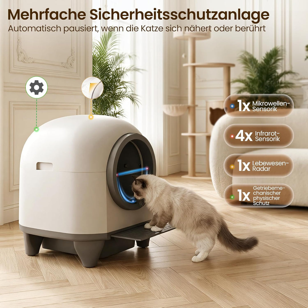 Devoko katzenklo selbstreinigend, 90L selbstreinigende katzentoilette mit niedrigem Einstieg/grossem
