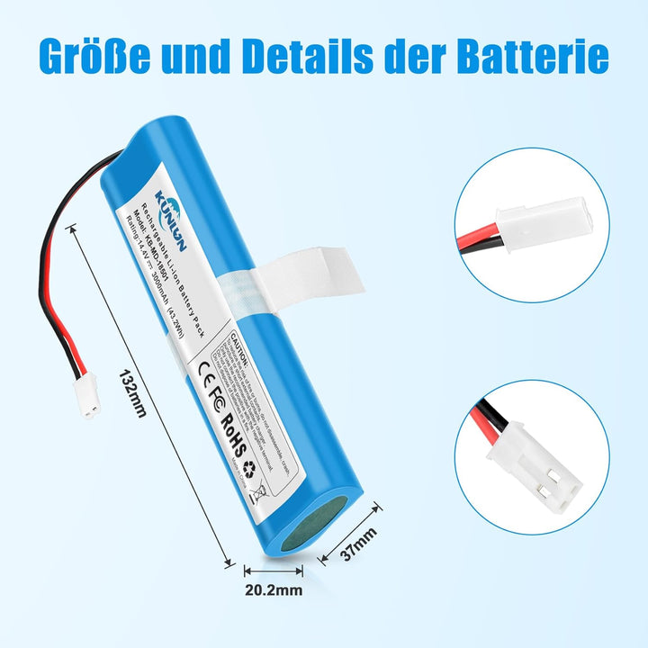 KUNLUN 3000mAh 14.4V Ersatzakku für iLife V3s Pro V50 V5s Pro V8s X750 für Medion MD 18500, MD 18501