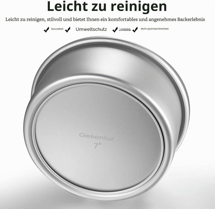 Gesentur Kuchenform Rund Backformen Set aus Eloxiertem Aluminium Antihaftbeschichtung, mit Boden Abn