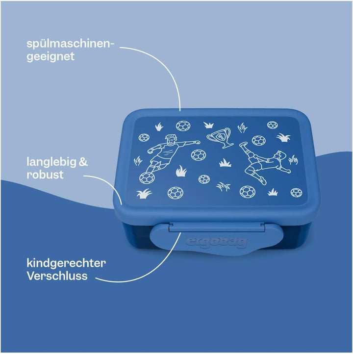 ergobag Brotdose Delfin - Hellblau | mit Trennfach, spülmaschinenfest für eine praktische und unkomp