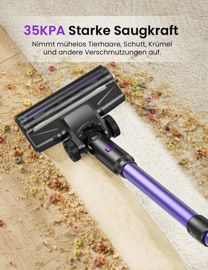 Vexilar V8PRO Akku Staubsauger mit Selbststehend, 6-in-1 Tragbarer Staubsauger kabellos, 45min Laufz